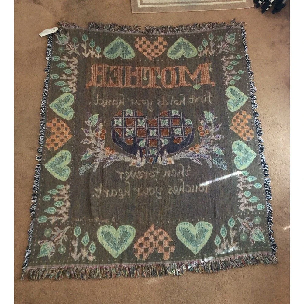 VTG Rug Barn Mother First Holds Your Hand Tapestry 60